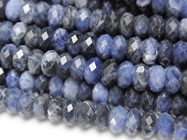 Sodalite AA Faceted Button Rondelle 8x8x5mm (aprx.15inch / 37cm ...