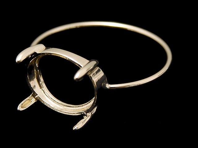 [Video][Japan][K10 Yellow Gold] Ring Frame (Prong Setting) for Horizontal Oval Cabochon 10x8mm, 1pc