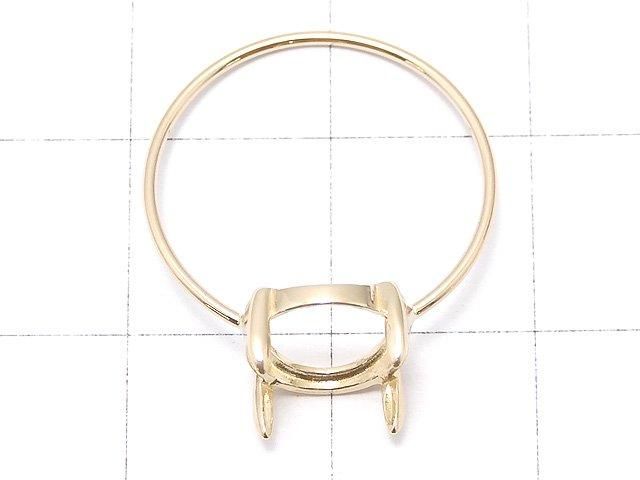 [K10 Yellow Gold] Ring Frame (Prong Setting) for Oval Cabochon 10x8mm, 1pc [Japan]