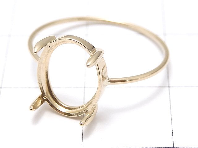 [Video][Japan][K10 Yellow Gold] Ring Frame (Prong Setting) for Oval Cabochon 10x8mm (1pc)