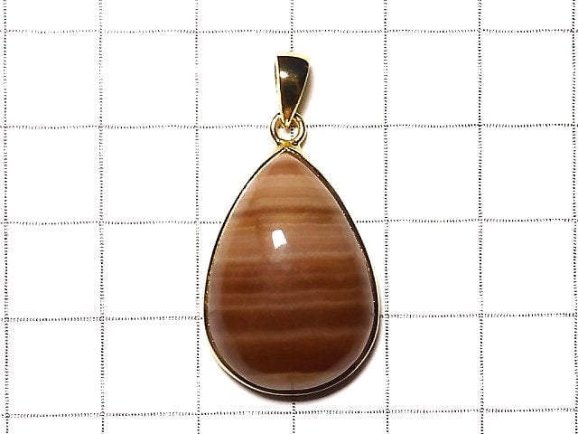 [Video] [One of a kind] Brown color Rhodochrosite AAA Pendant 18KGP NO.2