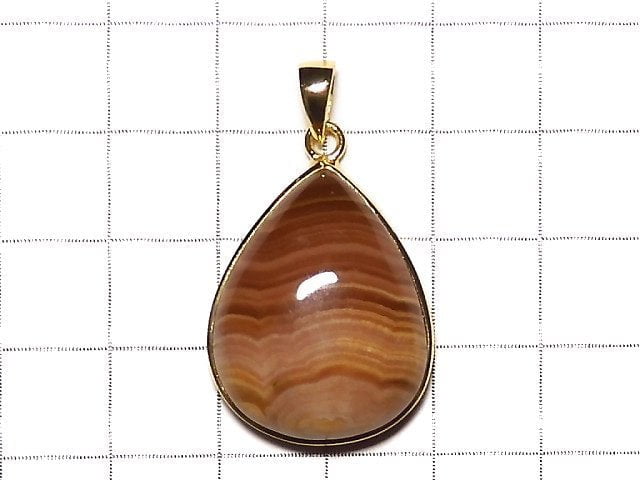 [Video] [One of a kind] Brown color Rhodochrosite AAA Pendant 18KGP NO.5