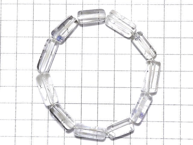 [Video] [One of a kind] Fluorite in Quartz Rough Tube-Faceted Nugget Bracelet NO.8