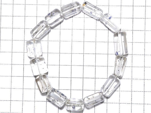 [Video] [One of a kind] Fluorite in Quartz Rough Tube-Faceted Nugget Bracelet NO.27