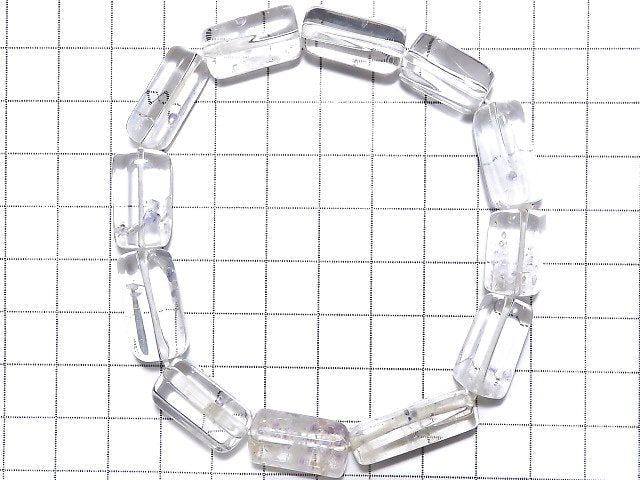 [Video] [One of a kind] Fluorite in Quartz Rough Tube-Faceted Nugget Bracelet NO.29