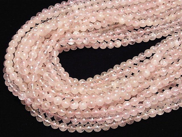 [Video] Morganite AA++ Round 6mm half or 1strand beads (aprx.15inch / 38cm)