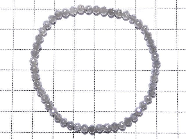 [Video] [One of a kind] [1mm hole] Gray Diamond Faceted Button Roundel Bracelet NO.10