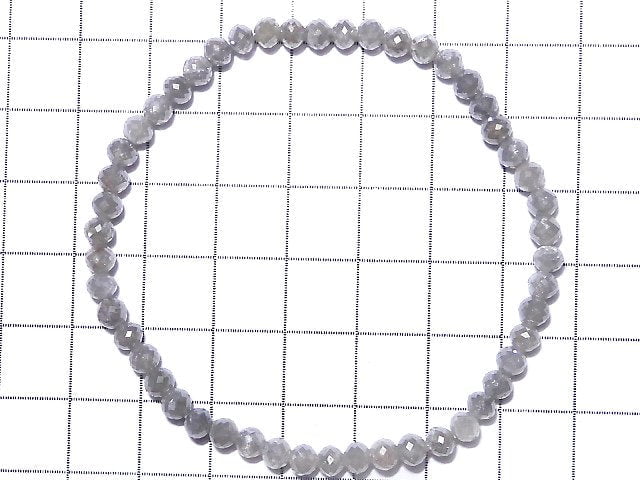 [Video] [One of a kind] [1mm hole] Gray Diamond Faceted Button Roundel Bracelet NO.12