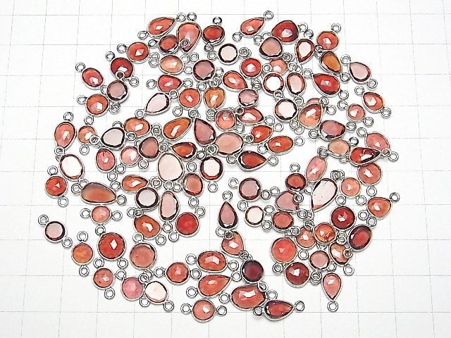 [Video] High Quality Mozambique Garnet AAA Bezel Setting Free Form Rose Cut [Both Side] Silver925 4pcs