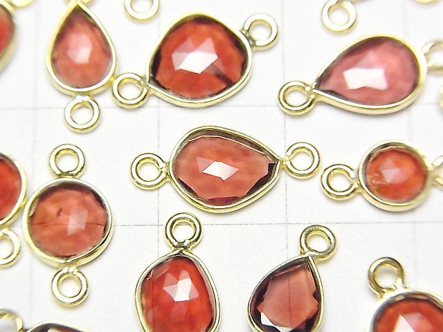 [Video]High Quality Mozambique Garnet AAA Bezel Setting Free Form Rose Cut [Both Side] 18KGP 4pcs