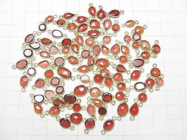 [Video]High Quality Mozambique Garnet AAA Bezel Setting Free Form Rose Cut [Both Side] 18KGP 4pcs