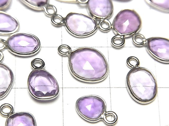 [Video] High Quality Amethyst AAA- Bezel Setting Free Form Rose Cut [One Side] Silver925 3pcs