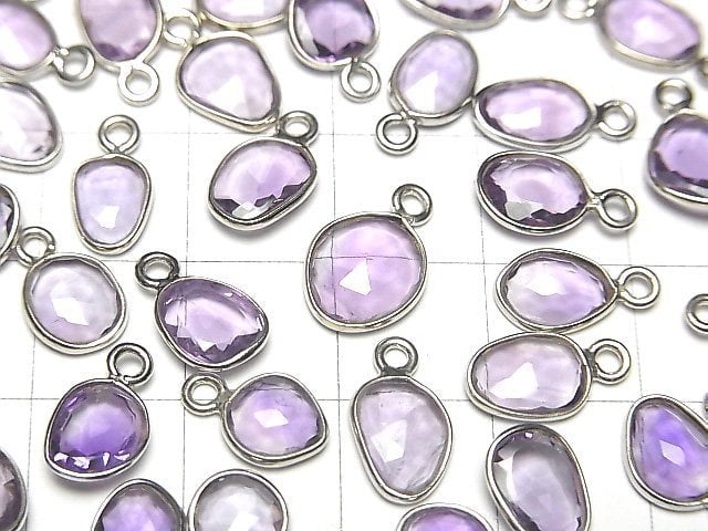 [Video] High Quality Amethyst AAA- Bezel Setting Free Form Rose Cut [One Side] Silver925 3pcs