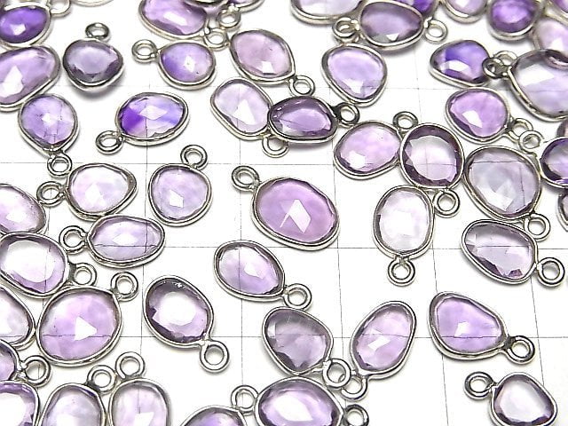 [Video] High Quality Amethyst AAA- Bezel Setting Free Form Rose Cut [One Side] Silver925 3pcs