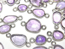 [Video] High Quality Amethyst AAA- Bezel Setting Free Form Rose Cut [Both Side] Silver925 3pcs
