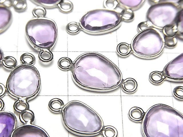 [Video] High Quality Amethyst AAA- Bezel Setting Free Form Rose Cut [Both Side] Silver925 3pcs