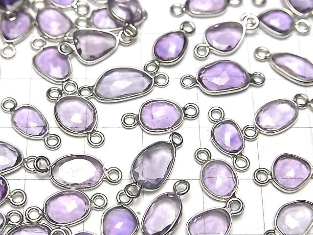 [Video] High Quality Amethyst AAA- Bezel Setting Free Form Rose Cut [Both Side] Silver925 3pcs