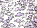 [Video] High Quality Amethyst AAA- Bezel Setting Free Form Rose Cut [Both Side] Silver925 3pcs