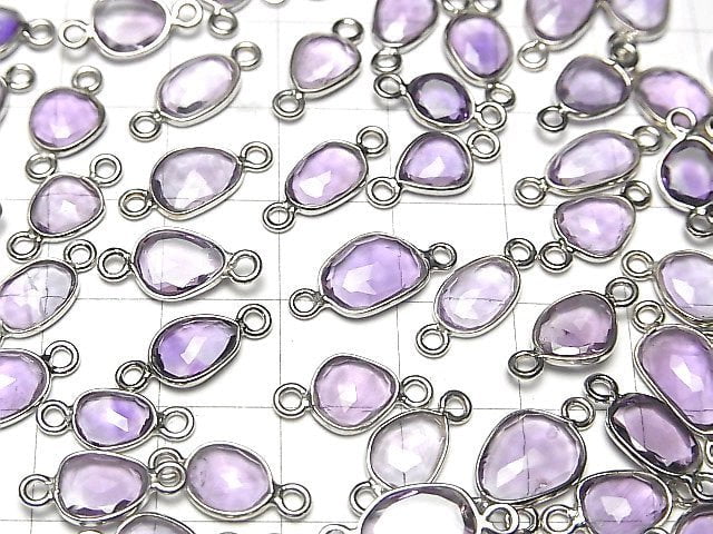 [Video] High Quality Amethyst AAA- Bezel Setting Free Form Rose Cut [Both Side] Silver925 3pcs