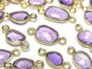 [Video] High Quality Amethyst AAA- Bezel Setting Free Form Rose Cut [Both Side] 18KGP 3pcs