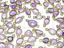 [Video] High Quality Amethyst AAA- Bezel Setting Free Form Rose Cut [Both Side] 18KGP 3pcs