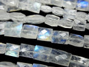 [Video] High Quality Rainbow Moonstone AA++ Faceted Rectangle 1strand Beads (approx. 7 inches/18 cm)