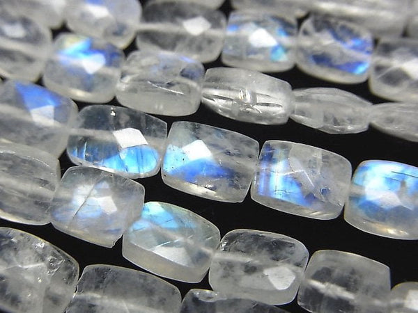 [Video] High Quality Rainbow Moonstone AA++ Faceted Rectangle half or 1strand beads (aprx.9inch / 23cm)