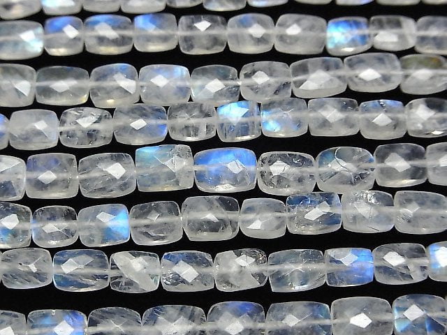 [Video] High Quality Rainbow Moonstone AA++ Faceted Rectangle half or 1strand beads (aprx.9inch / 23cm)