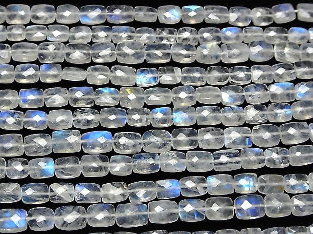 [Video] High Quality Rainbow Moonstone AA++ Faceted Rectangle half or 1strand beads (aprx.9inch / 23cm)