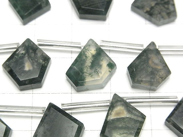 [Video] Moss Agate AAA Rough Slice Faceted 1strand (9pcs)