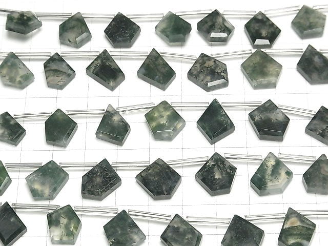 [Video] Moss Agate AAA Rough Slice Faceted 1strand (9pcs)