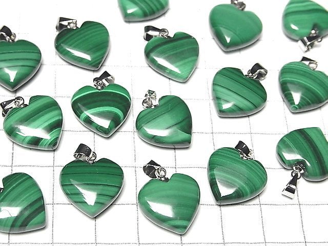 [Video] Malachite AAA- Heart Pendant 15x15mm 3pcs