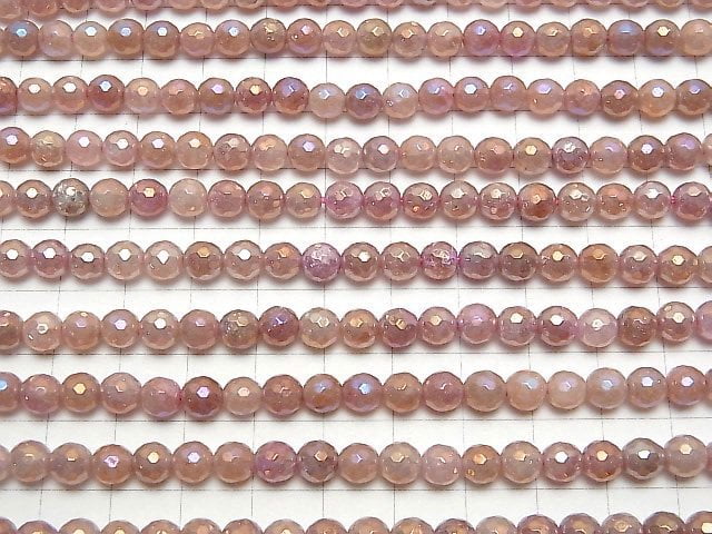 [Video]Pink Epidote 128Faceted Round 5mm Coating 1strand beads (aprx.15inch/36cm)