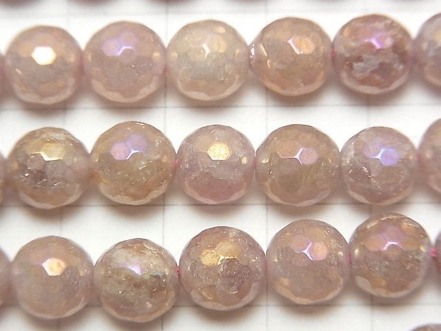 [Video] Pink Epidote 128Faceted Round 8mm Coating 1strand beads (aprx.15inch / 36cm)