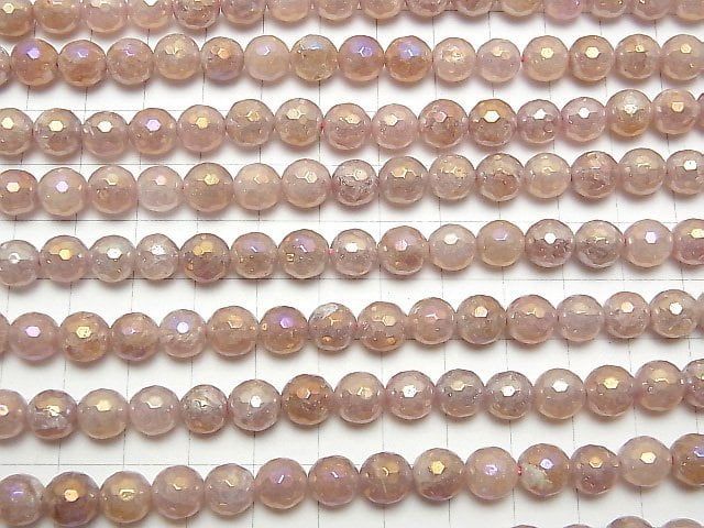 [Video] Pink Epidote 128Faceted Round 8mm Coating 1strand beads (aprx.15inch / 36cm)