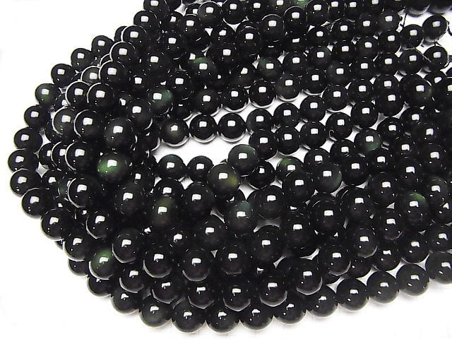 [Video] Green Obsidian Round 12mm half or 1strand beads (aprx.15inch / 36cm)