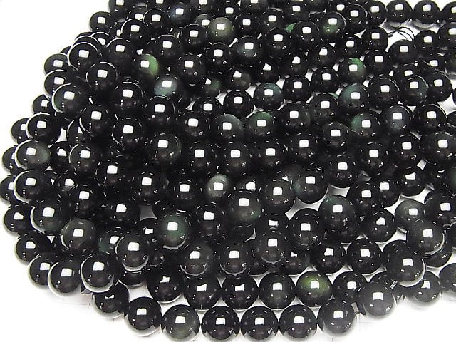 [Video] Green Obsidian Round 14mm half or 1strand beads (aprx.15inch / 36cm)