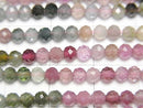 [Video] High Quality! Multicolor Tourmaline AAA Faceted Round 3mm 1strand beads (aprx.15inch / 37cm)