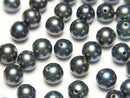 [Video] Fresh Water Pearl AAA Round 5-5.5mm [Half Drilled Hole] Metallic Navy 2pairs