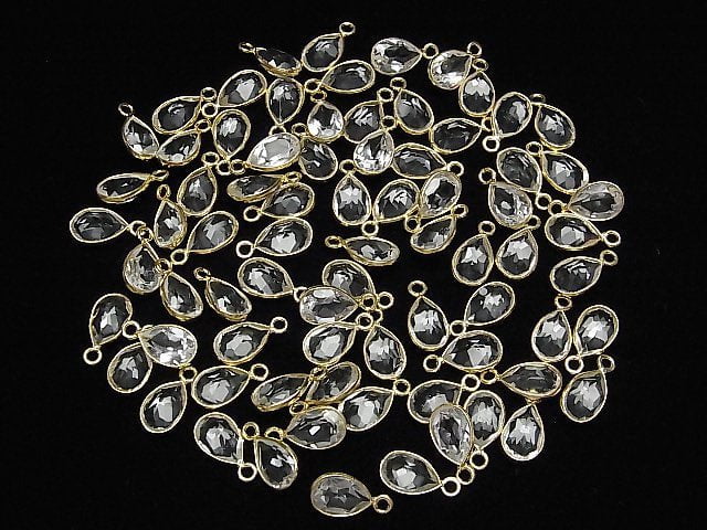 [Video] High Quality Crystal AAA Bezel Setting Pear shape Faceted 10x7mm 18KGP 3pcs