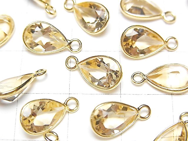 [Video]High Quality Citrine AAA Bezel Setting Pear shape Faceted 10x7mm 18KGP 3pcs