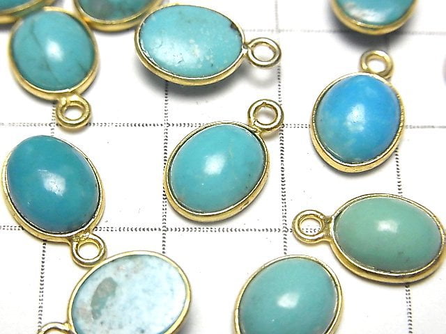 [Video] Kingman Turquoise AAA Bezel Setting Oval 9x8mm 18KGP 2pcs