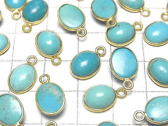 [Video] Kingman Turquoise AAA Bezel Setting Oval 9x8mm 18KGP 2pcs