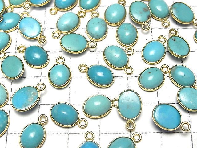 [Video] Kingman Turquoise AAA Bezel Setting Oval 9x8mm 18KGP 2pcs