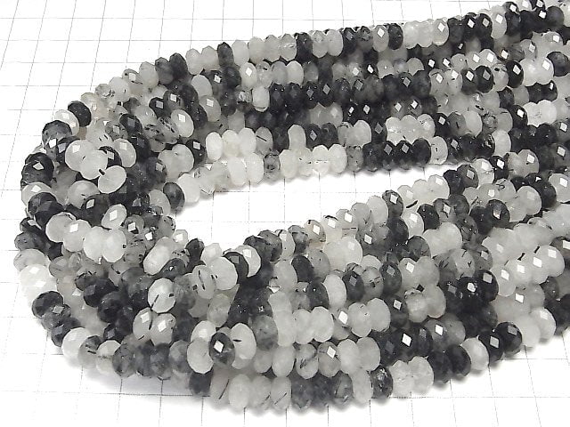 [Video] High Quality! Tourmaline Quartz AA++ Faceted Button Roundel 8x8x4mm half or 1strand beads (aprx.15inch / 37cm)