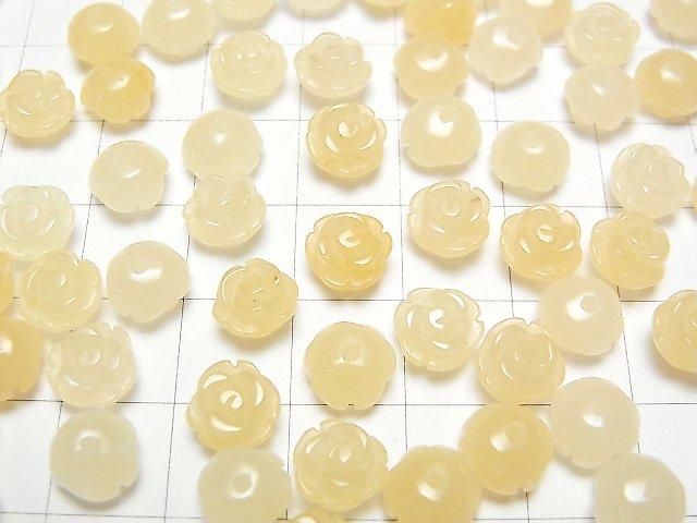 [Video] Yellow Jade Rose 8mm [Half Drilled Hole] 4pcs