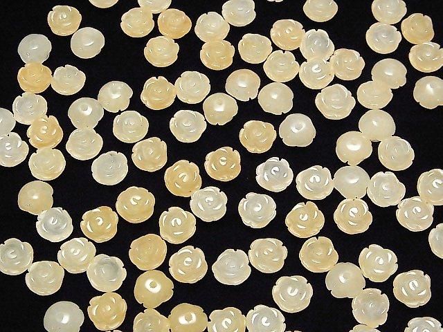 [Video] Yellow Jade Rose 8mm [Half Drilled Hole] 4pcs