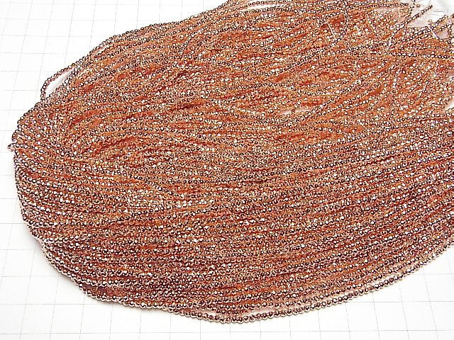 [Video] High Quality! Hematite Faceted Round 2mm Pink Gold Coating 1strand beads (aprx.15inch / 37cm)