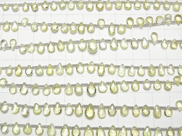 [Video] High Quality Chrysoberyl AAA Pear shape Faceted Briolette half or 1strand beads (aprx.7inch / 18cm)