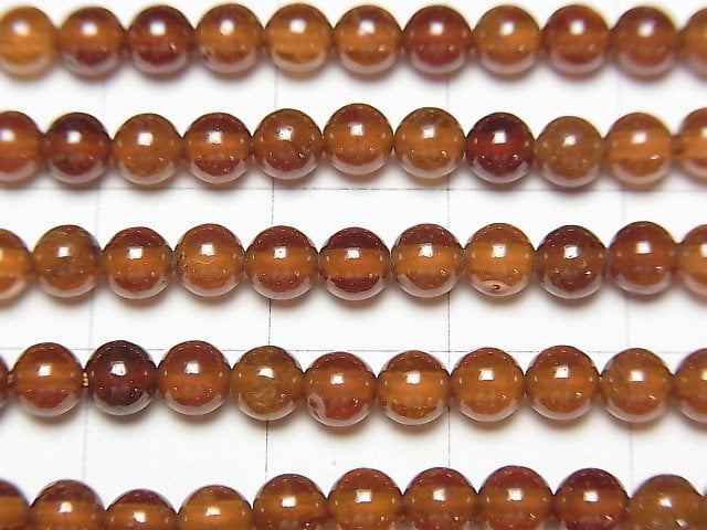 [Video] Hessonite Garnet AA+ Round 4mm 1strand beads (aprx.15inch / 37cm)